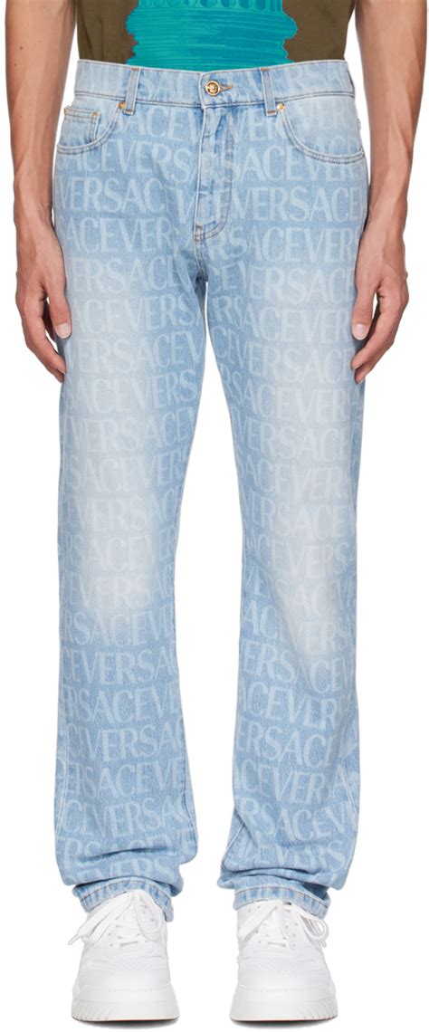 versace all over jeans|Blue Allover Jeans by Versace on Sale .